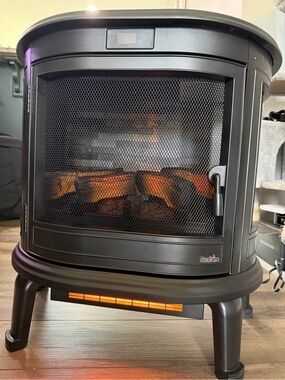 Black Electric Fireplace Stove - Portable Home Heater